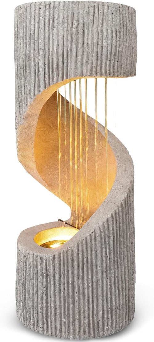 Decorative lamp with spiral design and textured finish on a white background