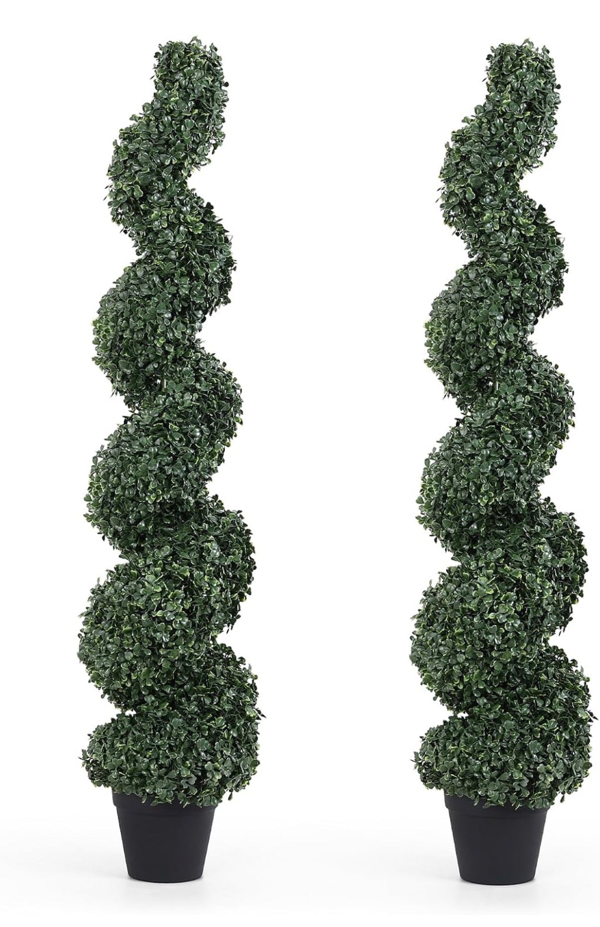 4ft Spiral Topiary Trees Artificial Outdoor Set of 2 – UV Resistant Faux Boxwood Plants for Outdoor Planters, Fake Bushes & Shrubs for Front Porch Outside Decor (4 Foot/48 Inch)