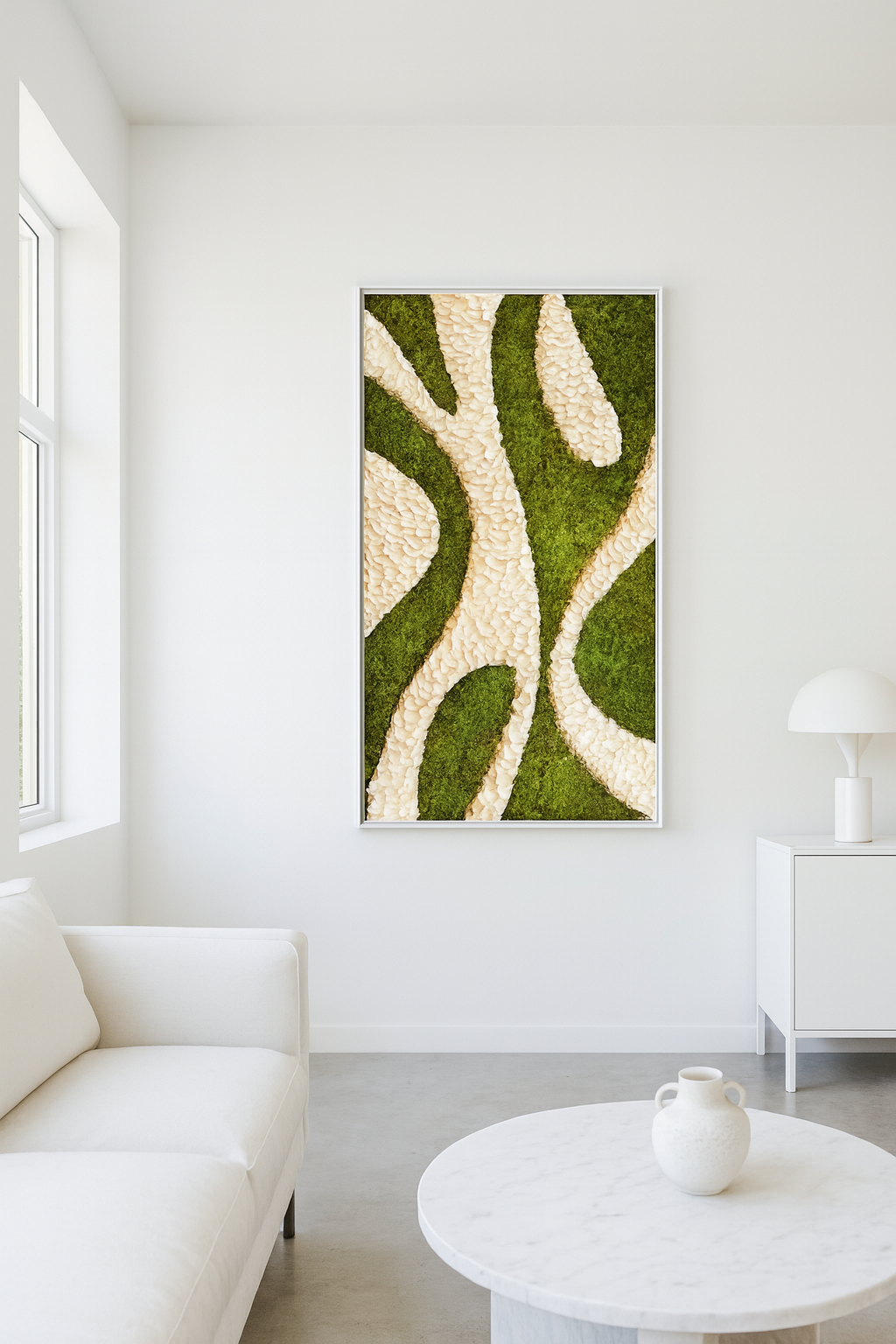 Modern Preserved Moss Wall Art Textured – Biophilic Home Décor | Handmade Botanical Wall Accent